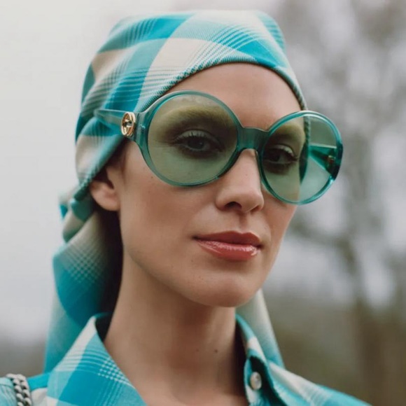 Authentic Gucci 0965 Light Blue 001 Logo Summer Oversized Sunglasses GG0954S - Picture 8 of 16